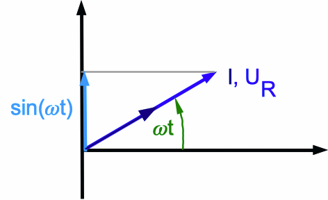 Zeigerdiagramm für R im Wechselstromkreis